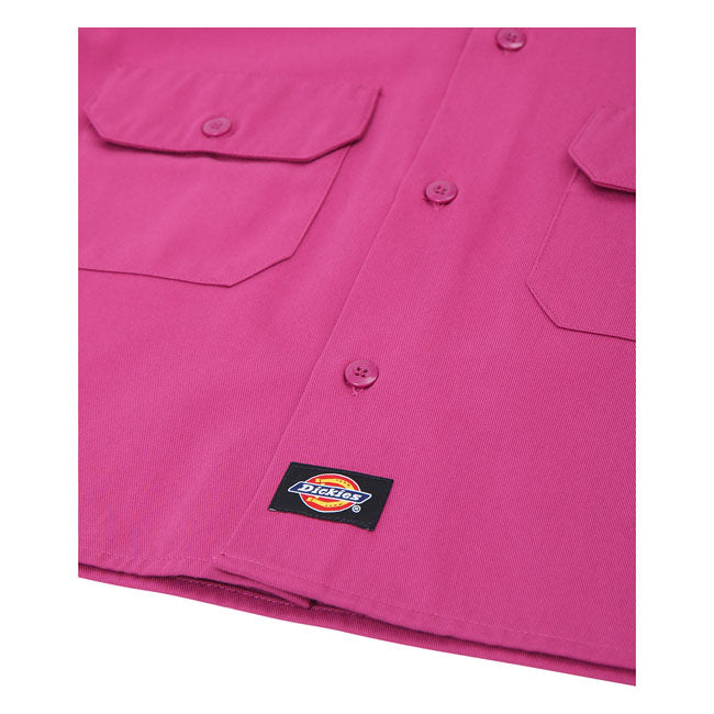 Dickies Silver Grove Ladies Shirt Pink Berry - FREE UK Shipping, FREE 365 Day Returns | Moto Central