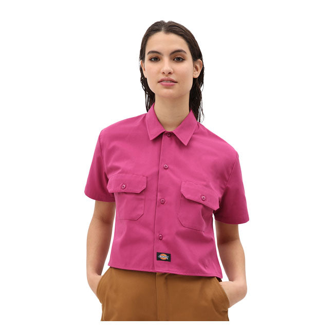 Dickies Silver Grove Ladies Shirt Pink Berry - FREE UK Shipping, FREE 365 Day Returns | Moto Central