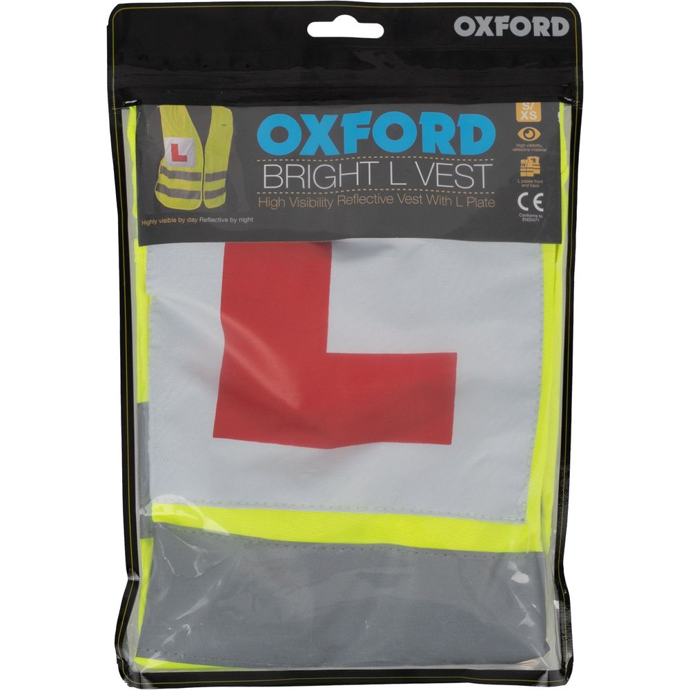 Oxford Bright Reflective Vest With Learner Rider L Plates Yellow