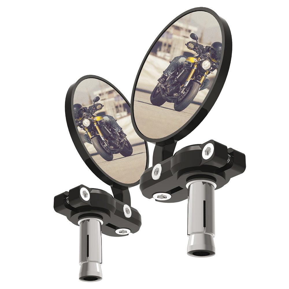 Oxford Bar End Mirrors Set Black  - FREE UK Shipping, FREE 365 Day Returns | Moto Central