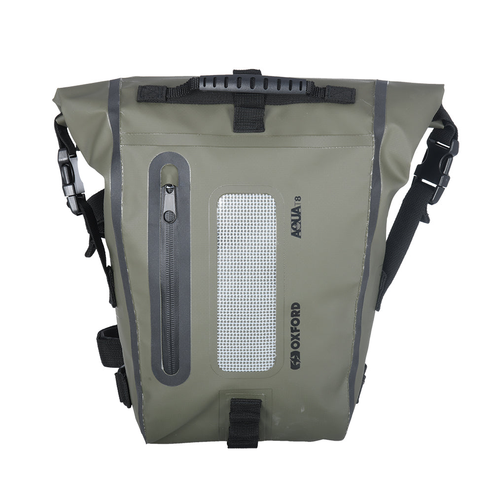 Oxford Aqua T8 Tail Bag Khaki / Black - 8 Litres - FREE UK Shipping, FREE 365 Day Returns | Moto Central