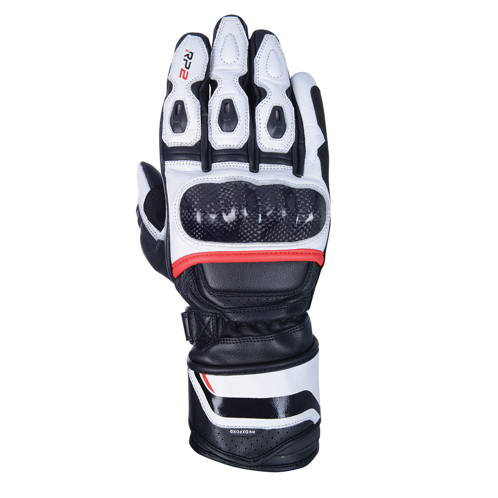 Oxford RP-2 2.0 Sports Long Leather Gloves Stealth Black / White / Red