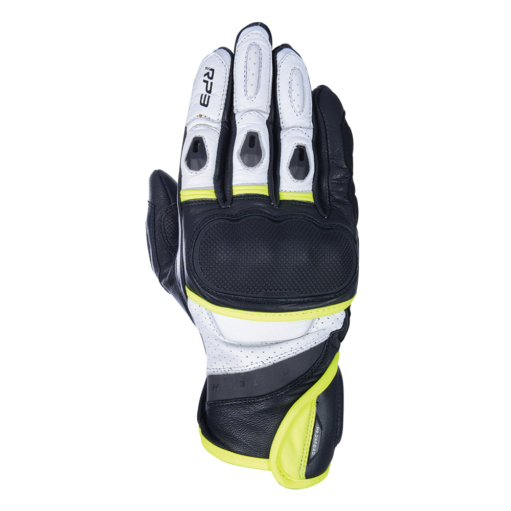 Oxford RP-3 2.0 Sports Short Leather Gloves Black / White / Fluo Yellow