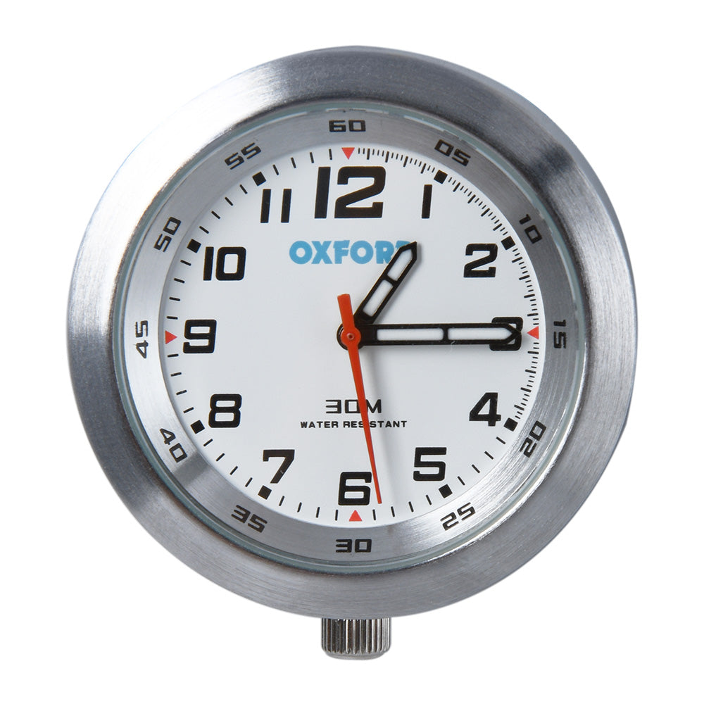 Oxford Analog Clock Silver Case & White Face