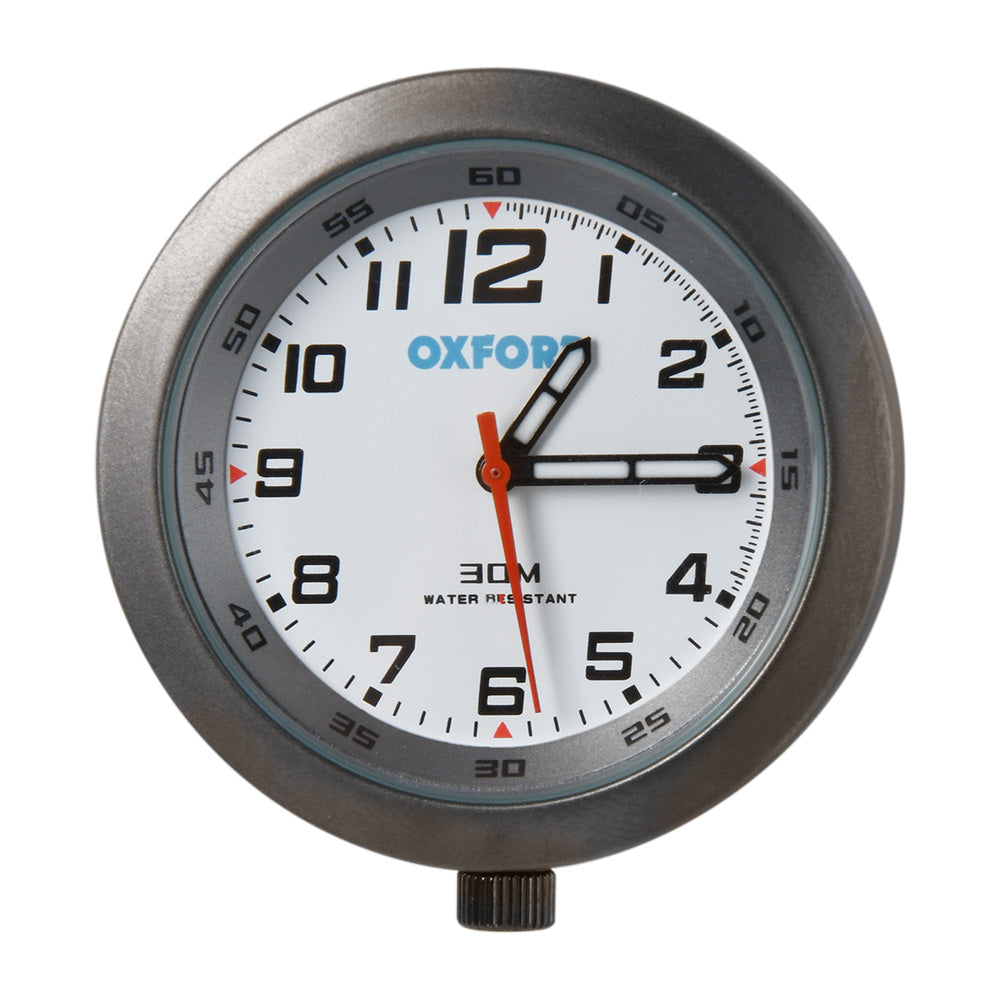 Oxford Analog Clock Titanium Case & White Face