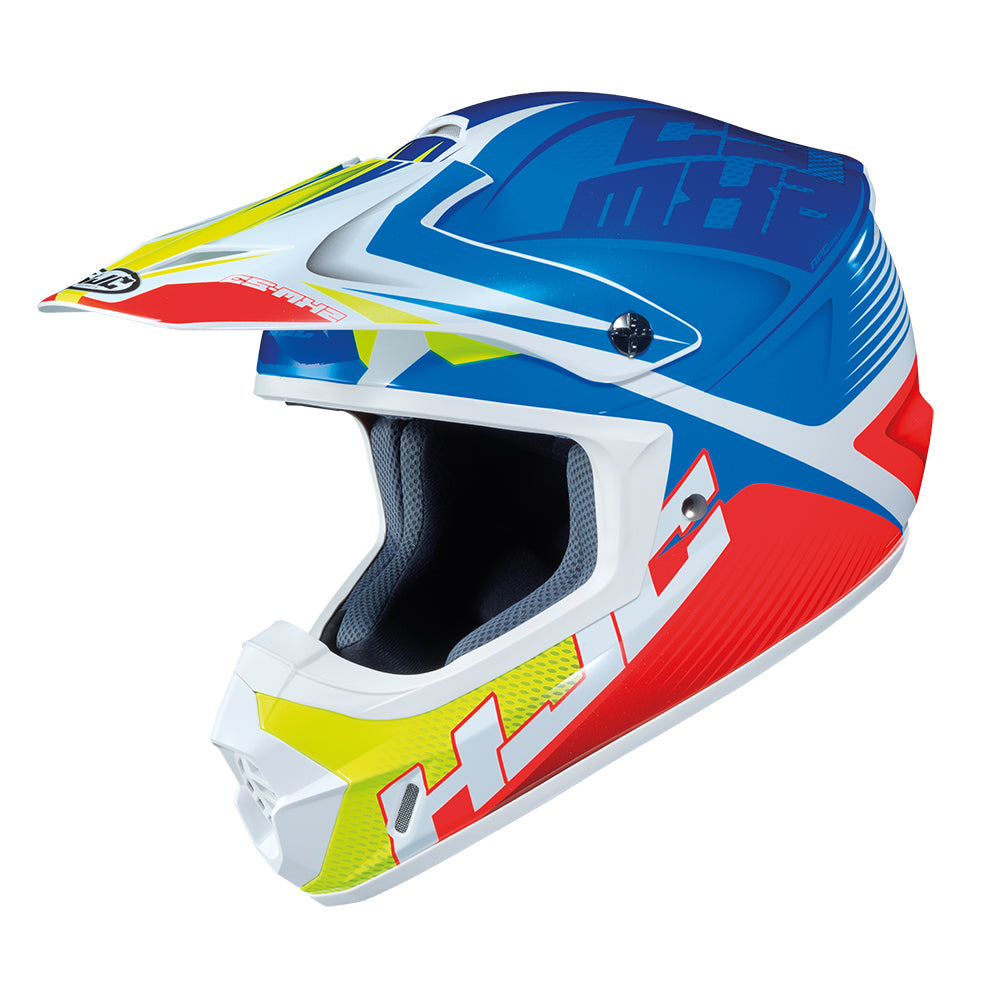 HJC CS-MX 2 Ellusion Motocross Helmet MC23 Blue / White / Fluo Yellow