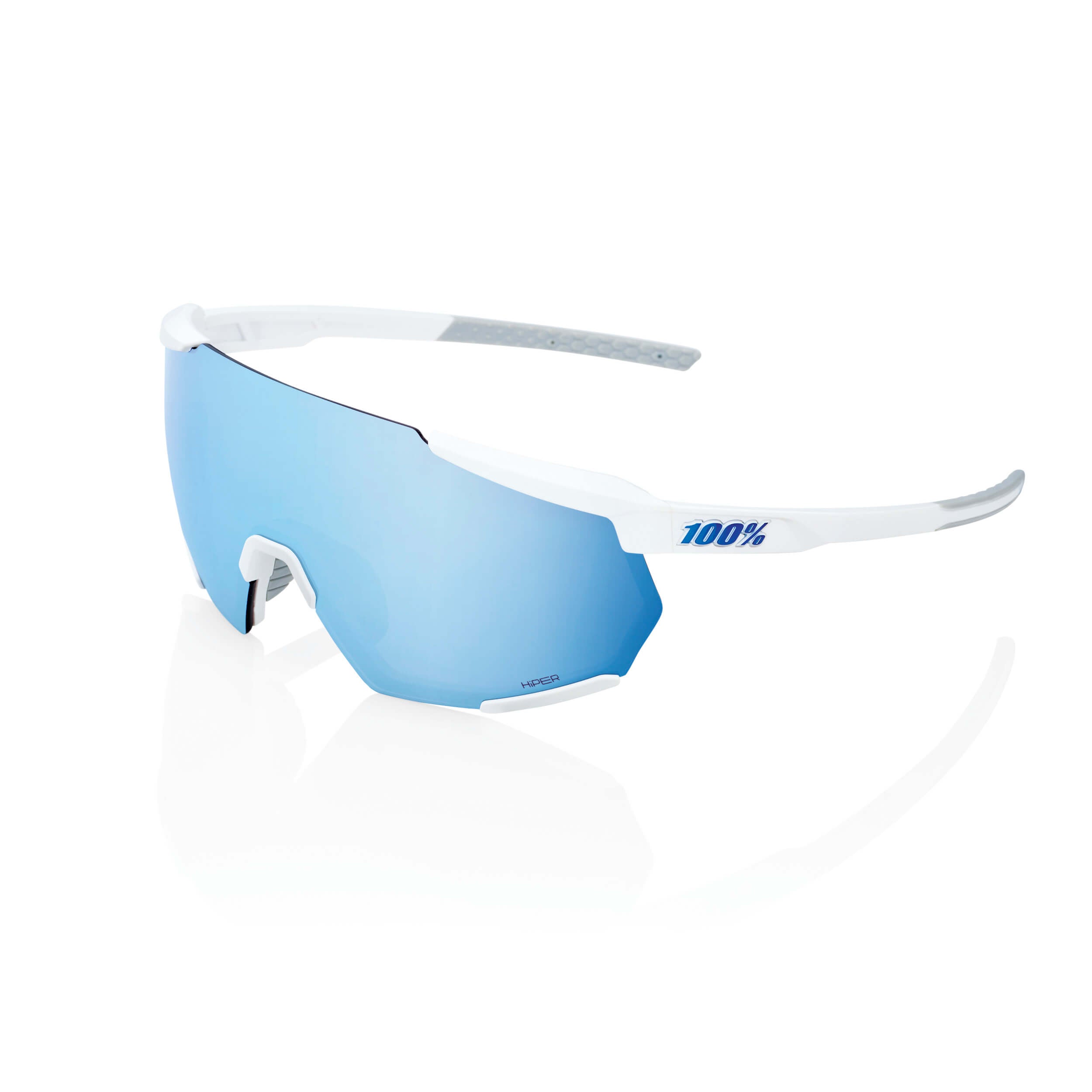 100% Racetrap 3.0 Glasses Matt White / HiPER Blue Multilayer Mirror Lens - FREE UK Shipping, FREE 365 Day Returns | Moto Central