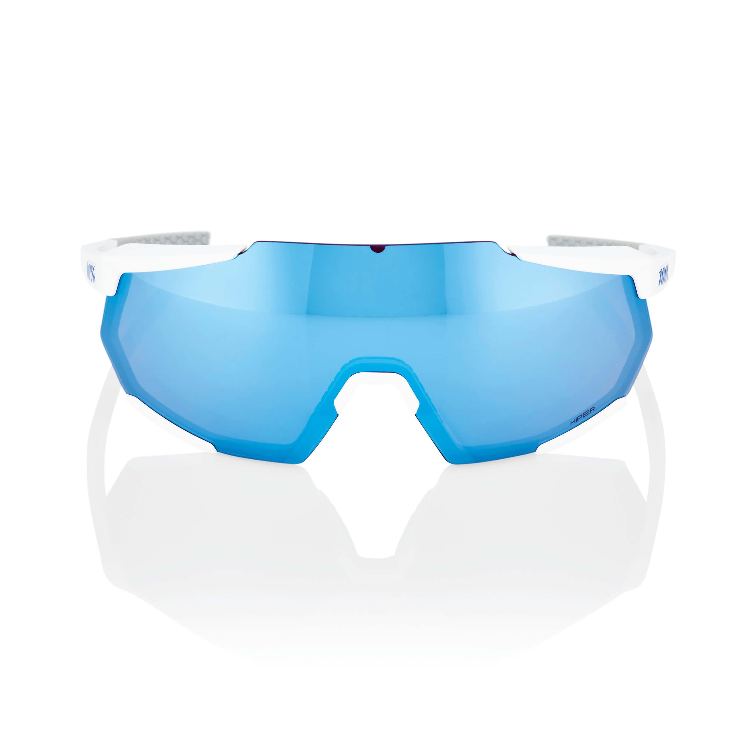 100% Racetrap 3.0 Glasses Matt White / HiPER Blue Multilayer Mirror Lens - FREE UK Shipping, FREE 365 Day Returns | Moto Central