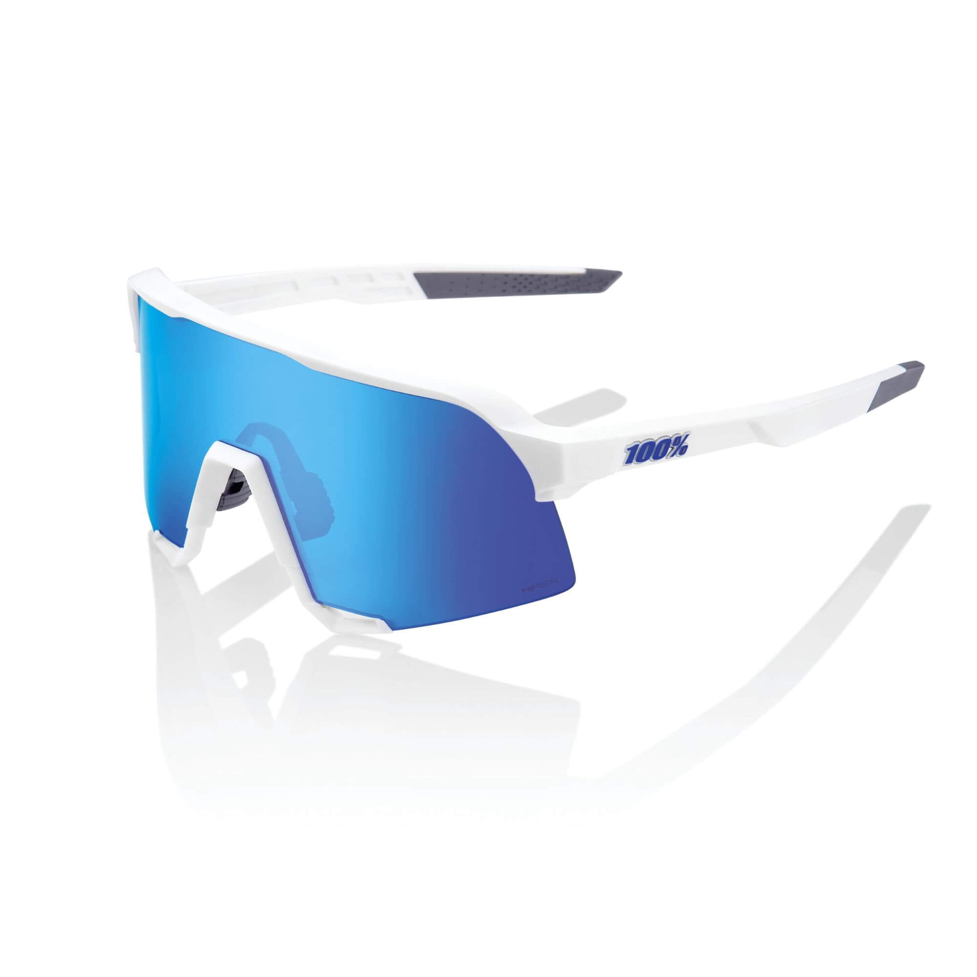 100% S3 Glasses Matt White / HiPER Blue Multilayer Mirror Lens - FREE UK Shipping, FREE 365 Day Returns | Moto Central