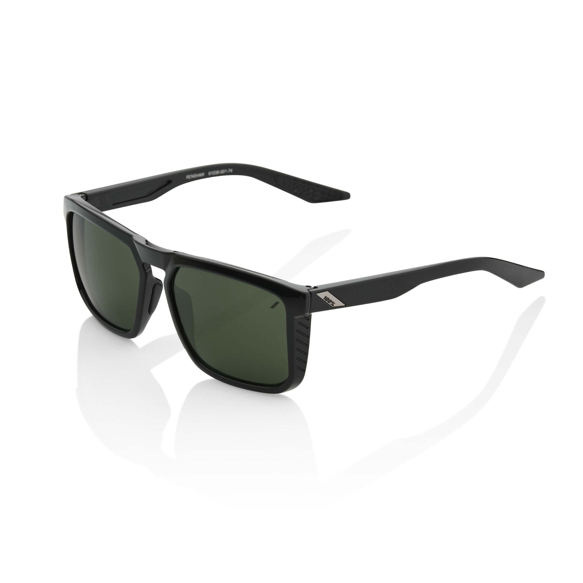 100% Renshaw Glasses Gloss Black / Grey Green Lens - FREE UK Shipping, FREE 365 Day Returns | Moto Central