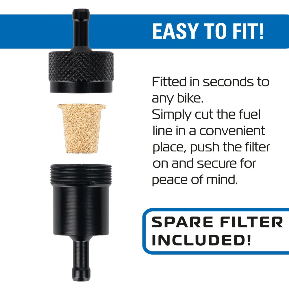 Oxford Motorcycle Alloy Fuel Filter Black - 6mm