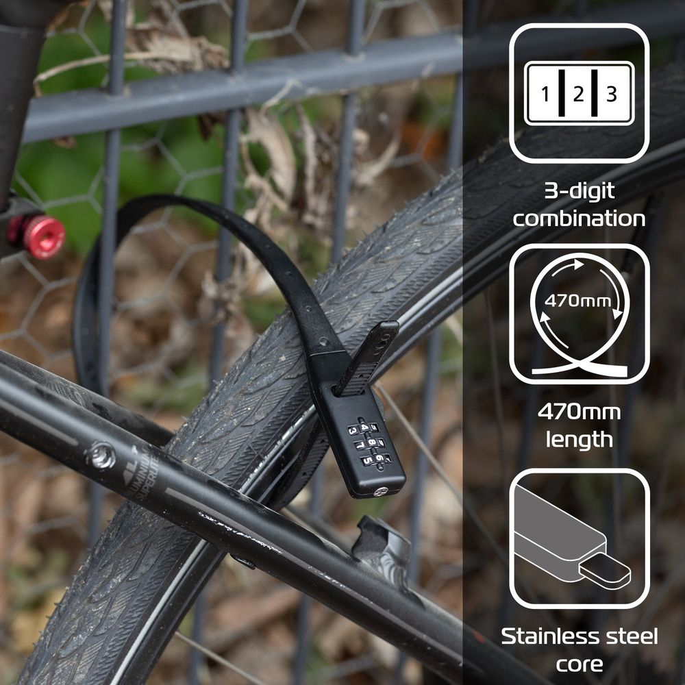 Oxford Combi Zip-Tie Cable Lock Black - 470mm - FREE UK Shipping, FREE 365 Day Returns | Moto Central