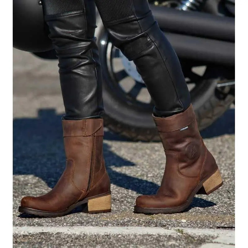 Falco Ayda 2 Ladies Leather Boots Brown - FREE UK Shipping, FREE 365 Day Returns | Moto Central