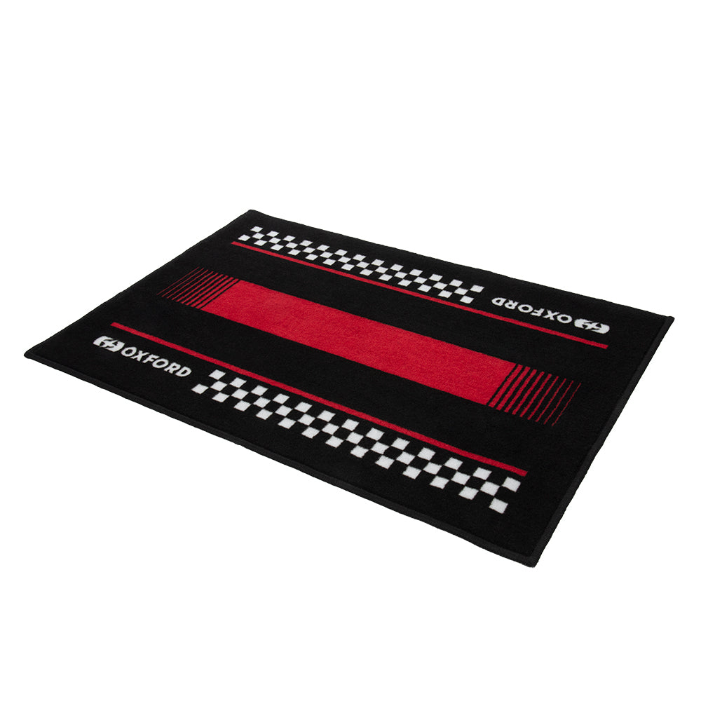 Oxford Garage Door Mat Pitlane Red / Black - 90 x 60cm