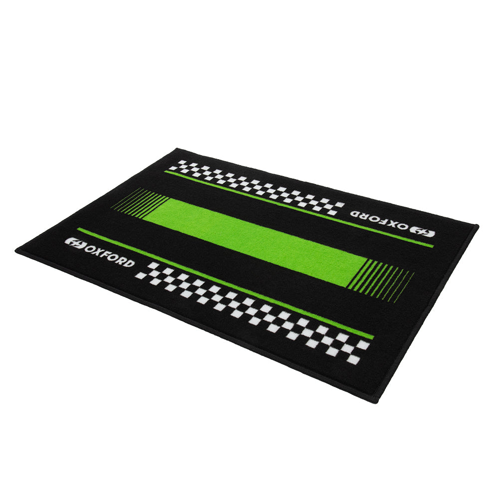 Oxford Garage Door Mat Pitlane Green / Black - 90 x 60cm