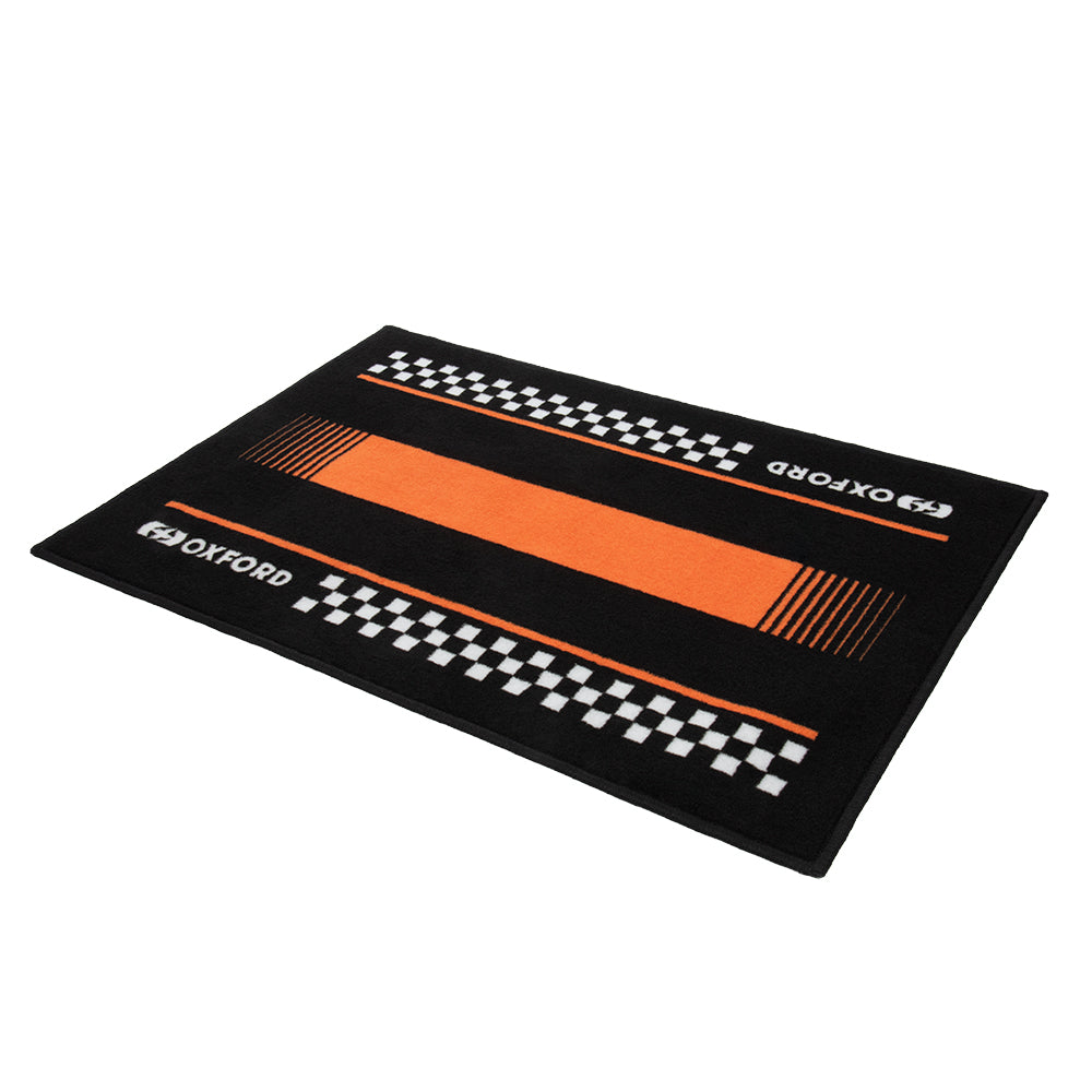 Oxford Garage Door Mat Pitlane Orange / Black - 90 x 60cm