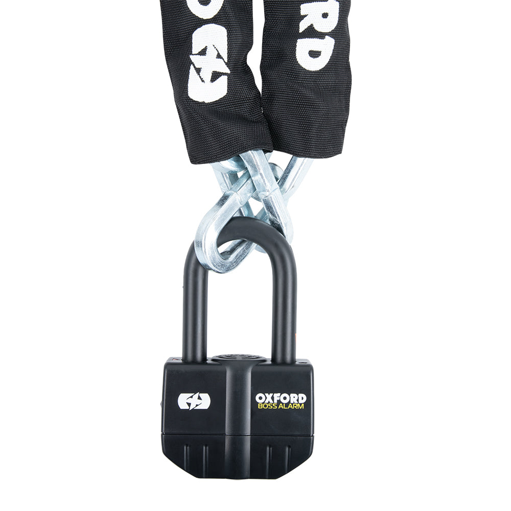 Oxford Boss Alarm 16mm Chain Lock Black - FREE UK Shipping, FREE 365 Day Returns | Moto Central