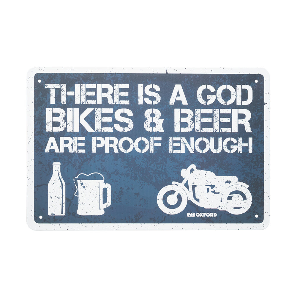 Oxford There Is A God Garage Metal Sign - 30cm x 20cm x 0.25mm