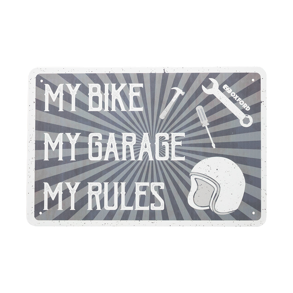 Oxford My Rules Garage Metal Sign - 30cm x 20cm x 0.25mm