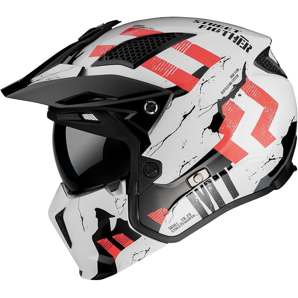 MT Streetfighter Skull A0 Adventure Helmet Gloss Pearl White