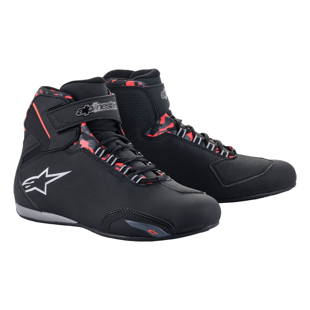 Alpinestars Sektor Waterproof Riding Shoes Black / Dark Grey / Fluo Red