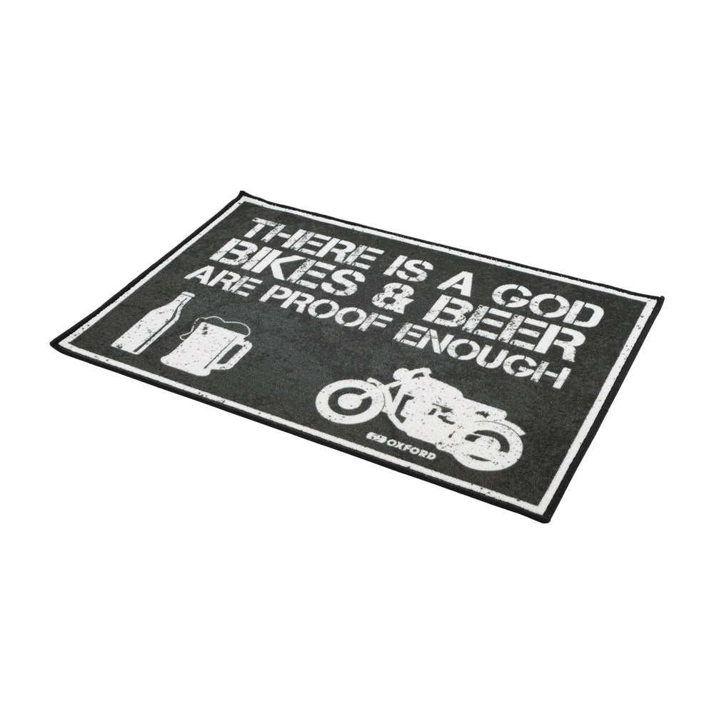 Oxford Garage Door Mat Black / White With There Is A God Logo - 90 x 60cm