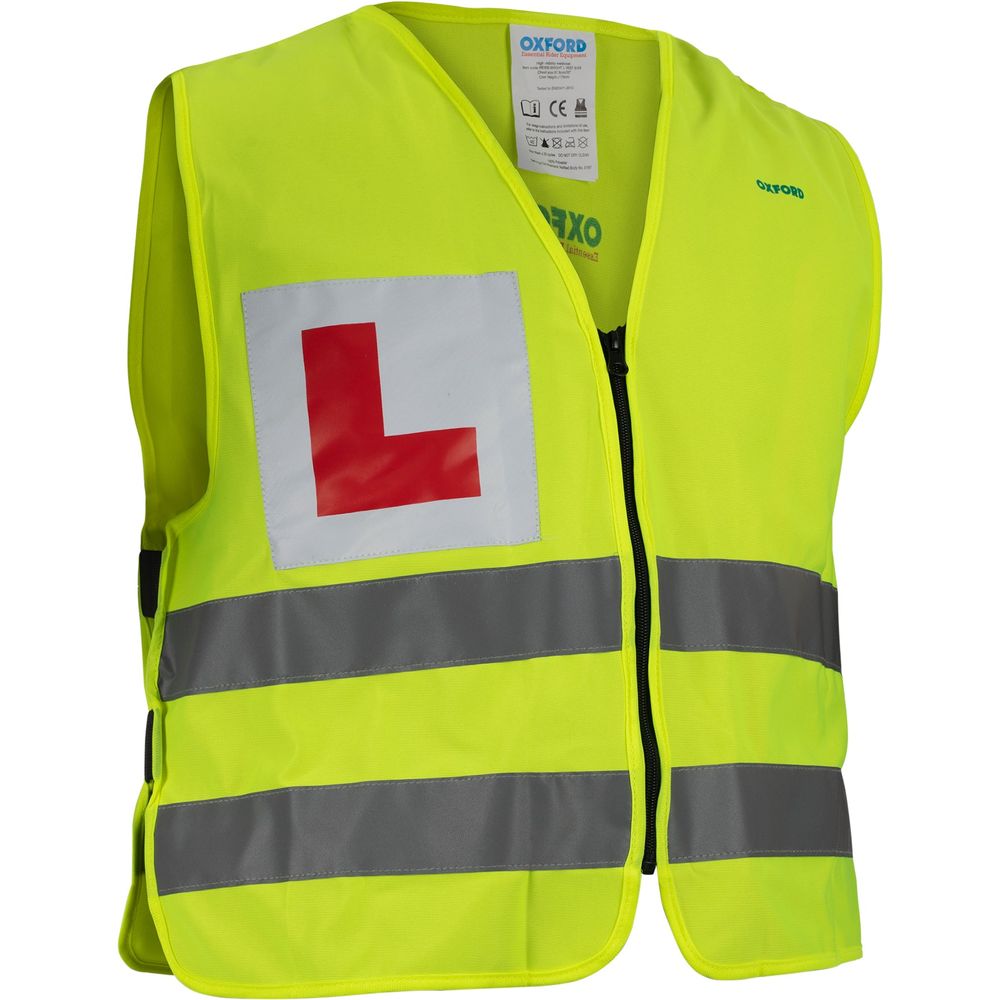 Oxford Bright Reflective Vest With Learner Rider L Plates Yellow