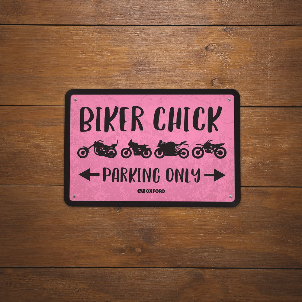 Oxford Biker Chick Garage Metal Sign - 30cm x 20cm x 0.25mm