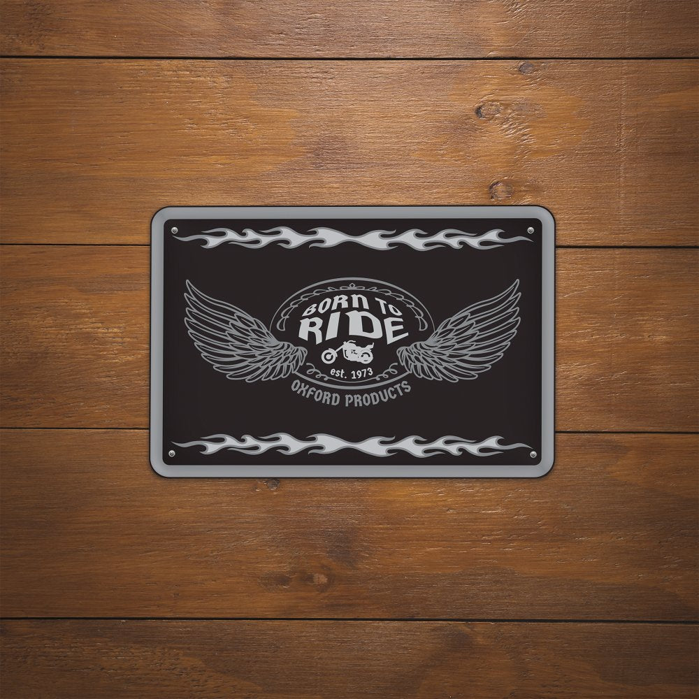 Oxford Born To Ride Garage Metal Sign - 30cm x 20cm x 0.25mm