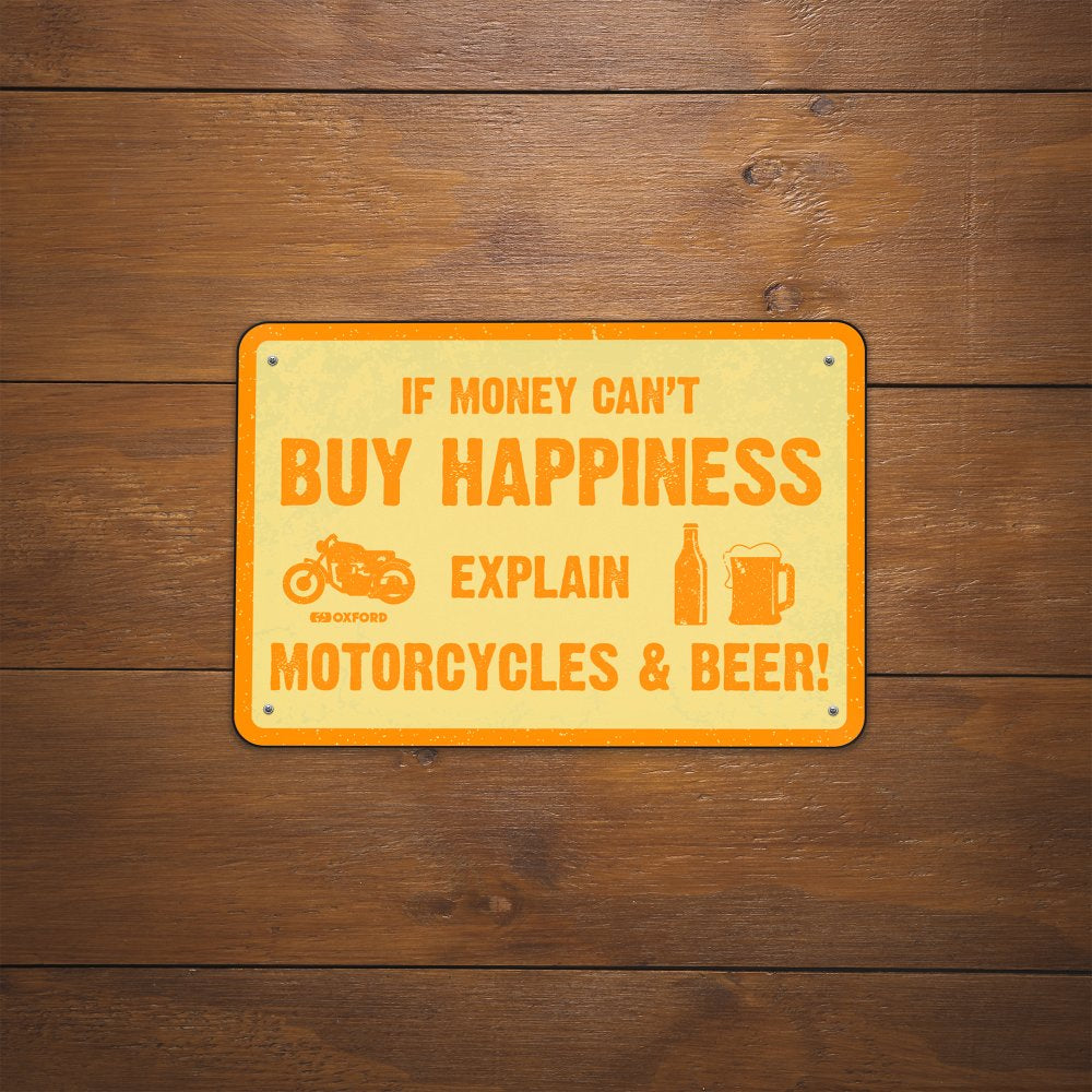 Oxford Buy Happiness Garage Metal Sign - 30cm x 20cm x 0.25mm