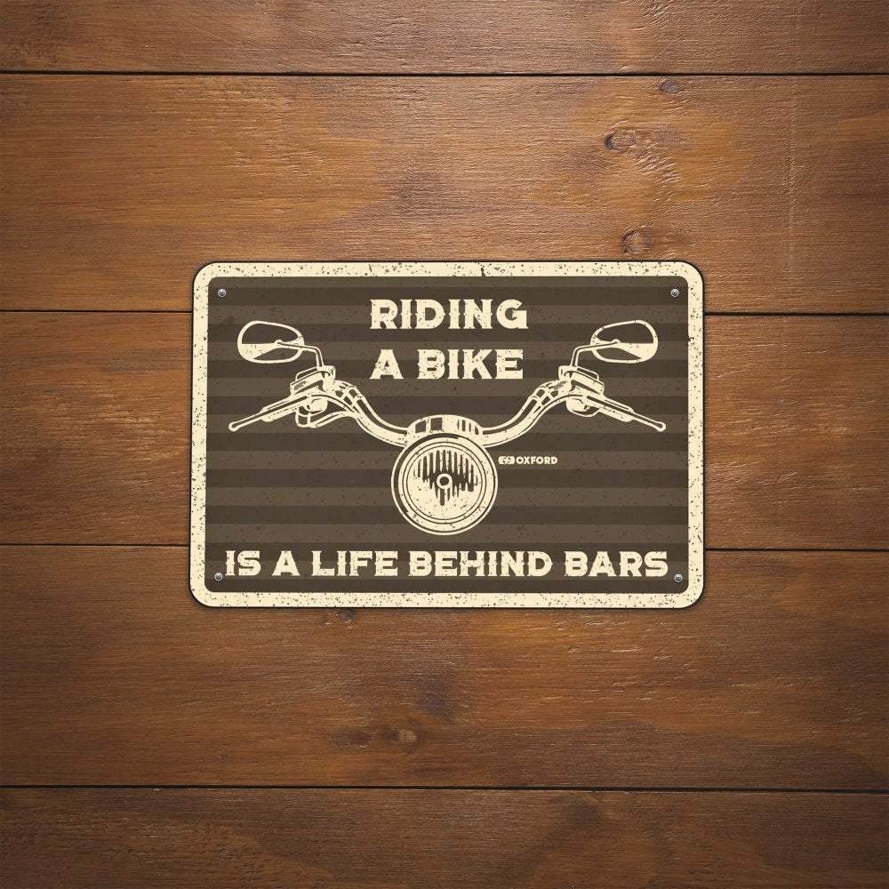 Oxford Riding A Bike Garage Metal Sign - 30cm x 20cm x 0.25mm