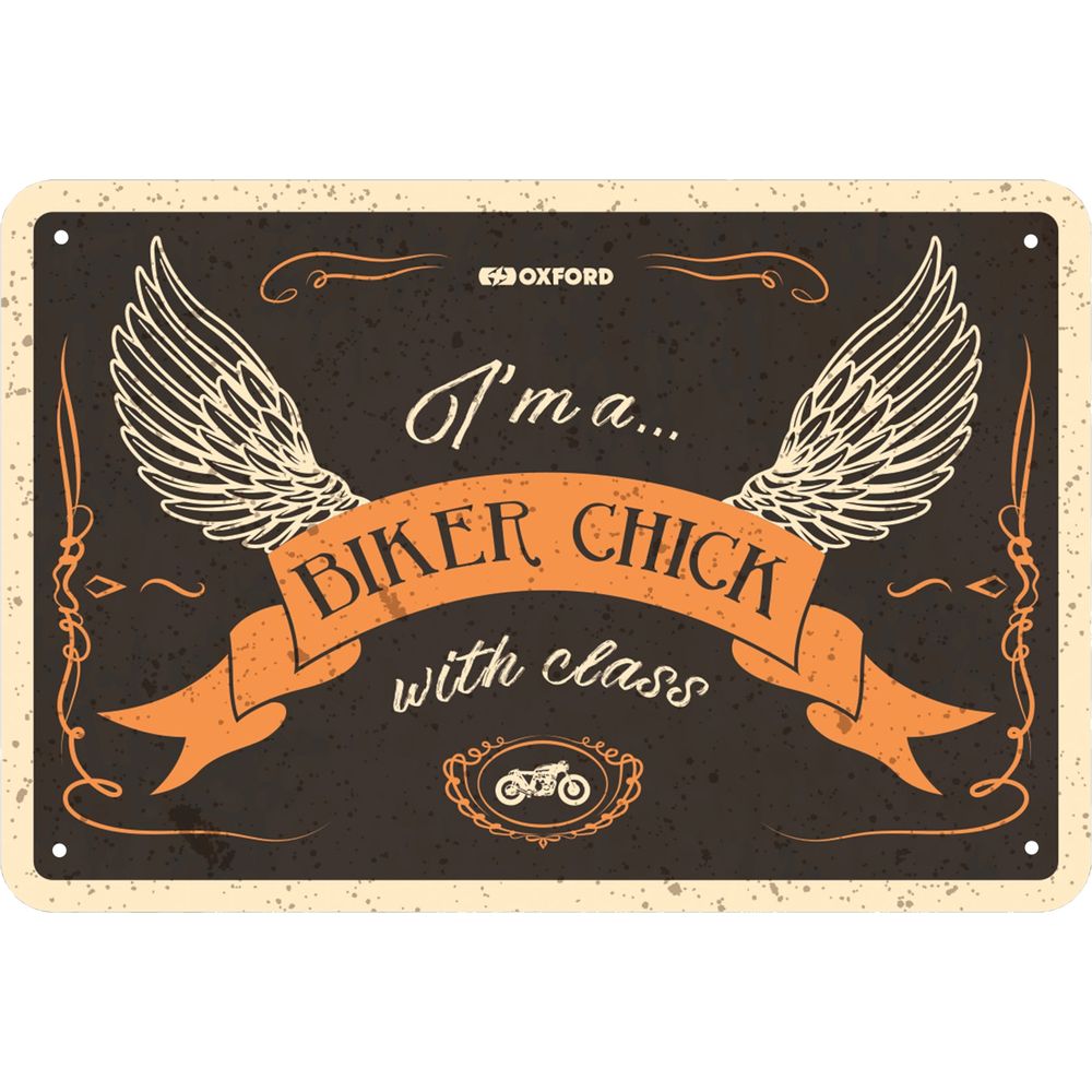 Oxford Biker Chick With Class Garage Metal Sign - 30cm x 20cm x 0.25mm