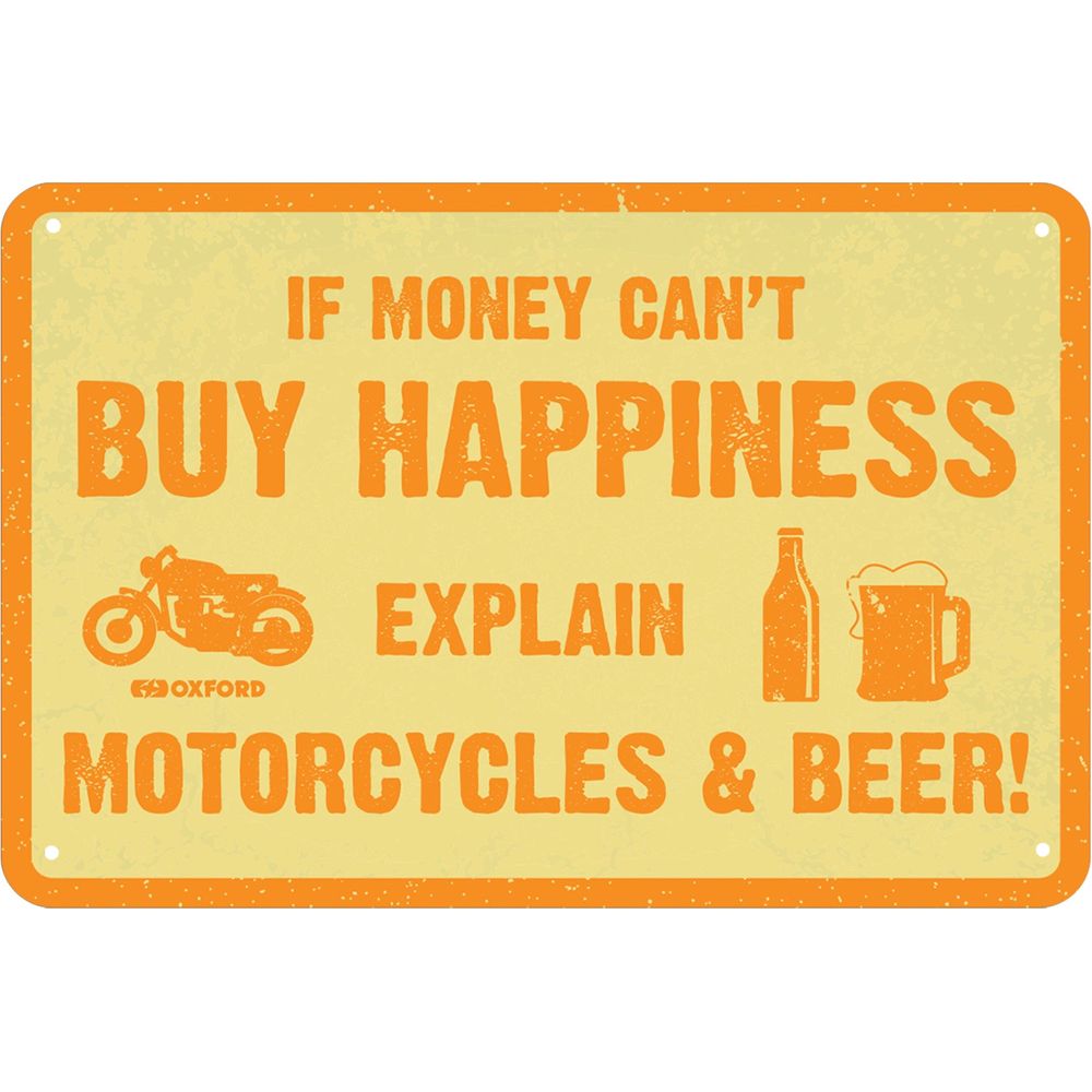 Oxford Buy Happiness Garage Metal Sign - 30cm x 20cm x 0.25mm