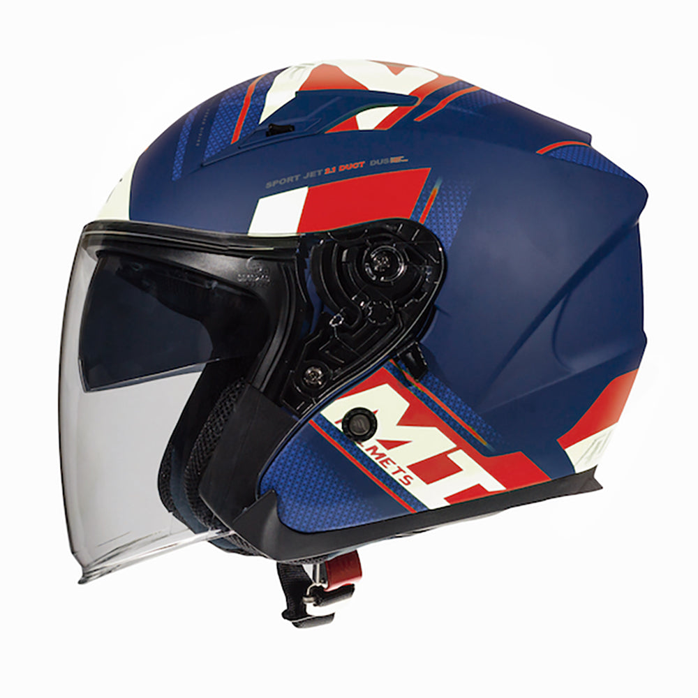 MT Avenue Sideway Open Face Helmet Matt Blue / Red / White