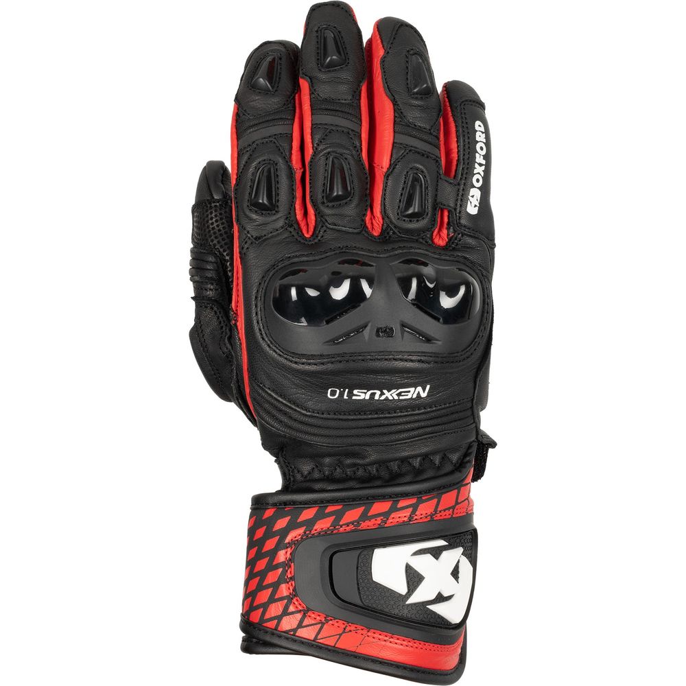 Oxford Nexus Leather Gloves Black / White / Red