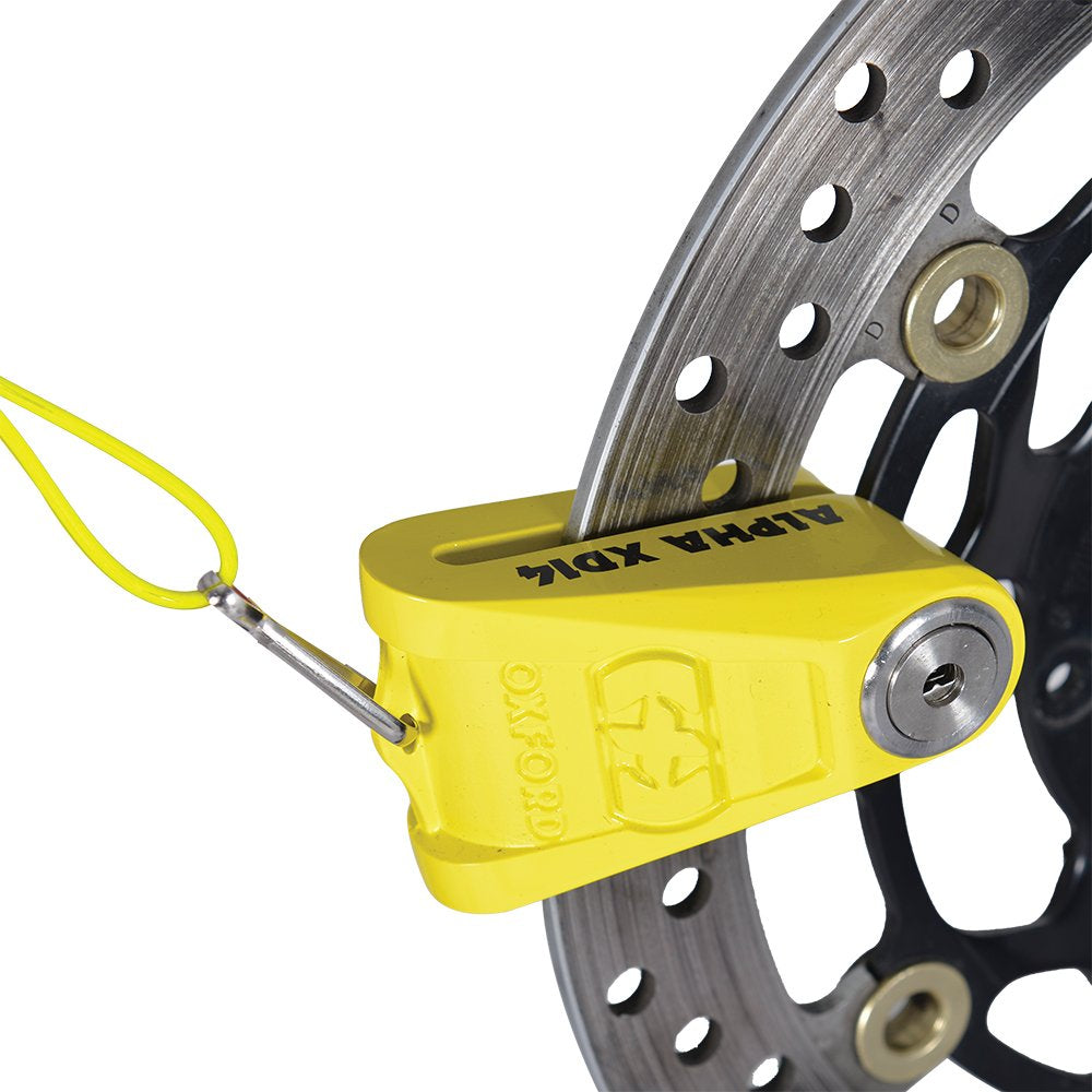 Oxford Alpha XD14 Disc Lock Yellow - 14 mm Pin - FREE UK Shipping, FREE 365 Day Returns | Moto Central