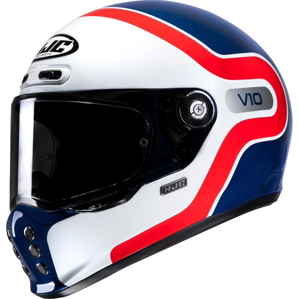 HJC V10 Grape Full Face Helmet MC21 White / Red / Blue - FREE UK Shipping, FREE 365 Day Returns | Moto Central