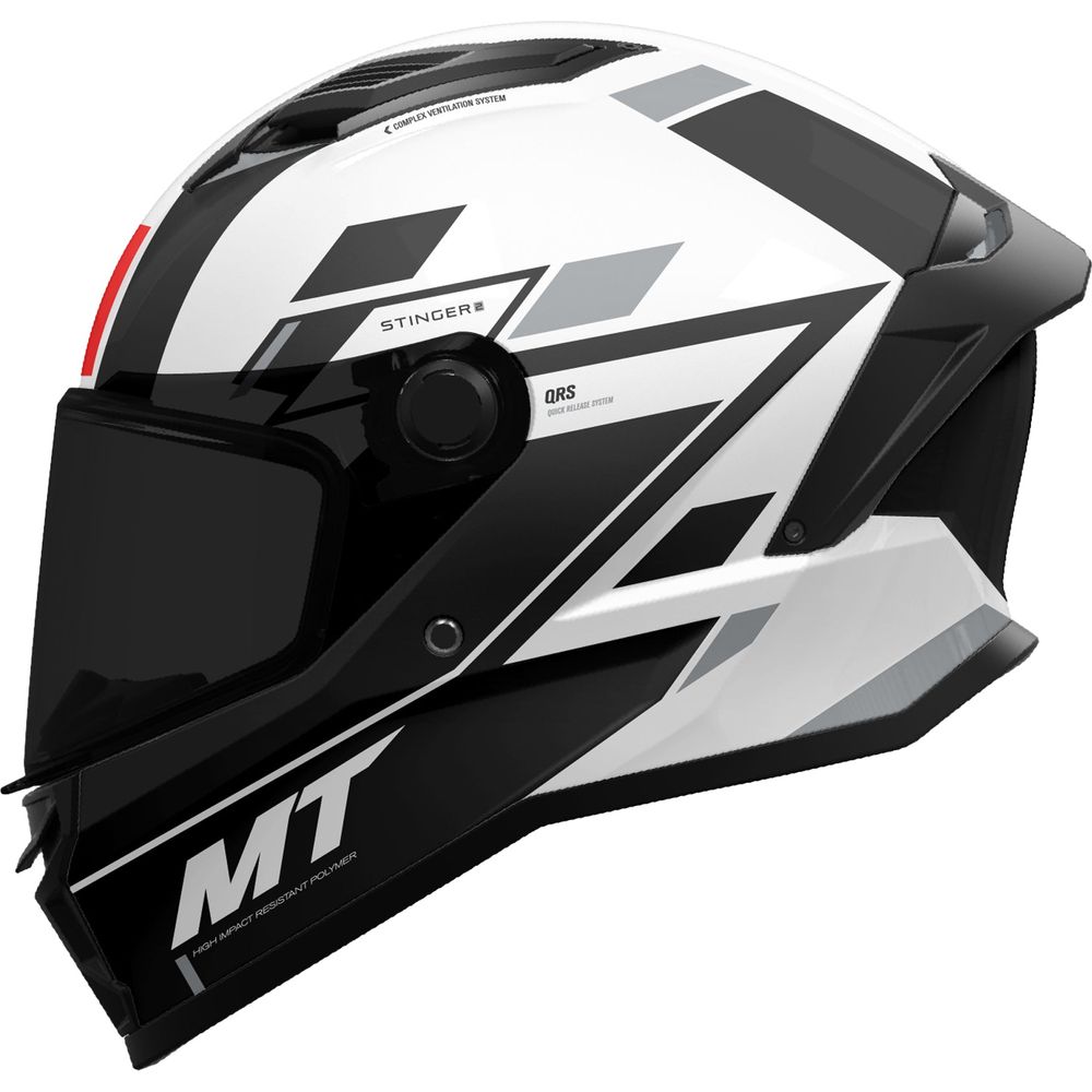 MT Stinger 2 Zivze A2 Full Face Helmet Gloss Black / White