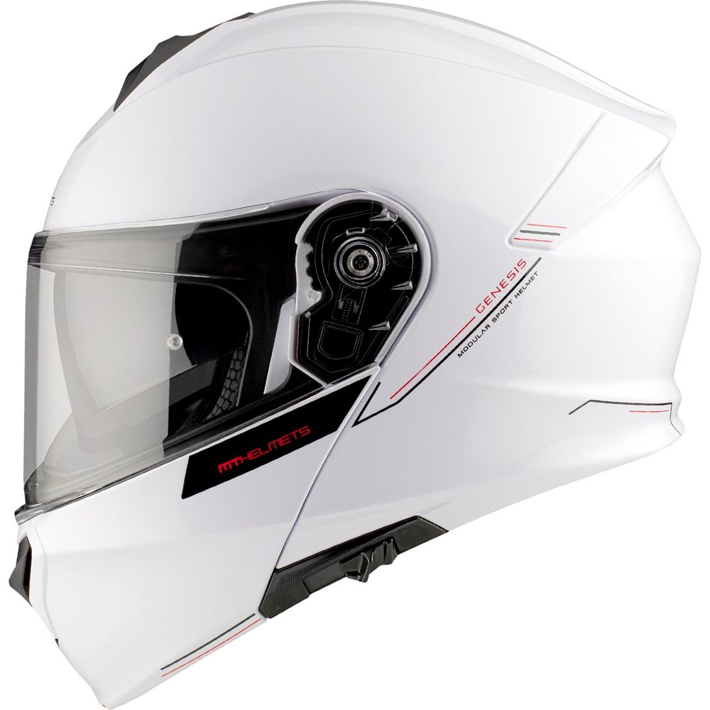 MT Genesis SV Solid A0 Flip-Up Helmet Gloss Pearl White