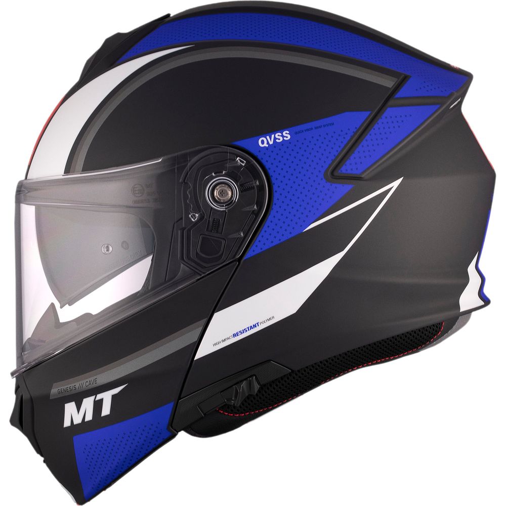 MT Genesis SV Cave A7 Flip-Up Helmet Matt Black / Blue