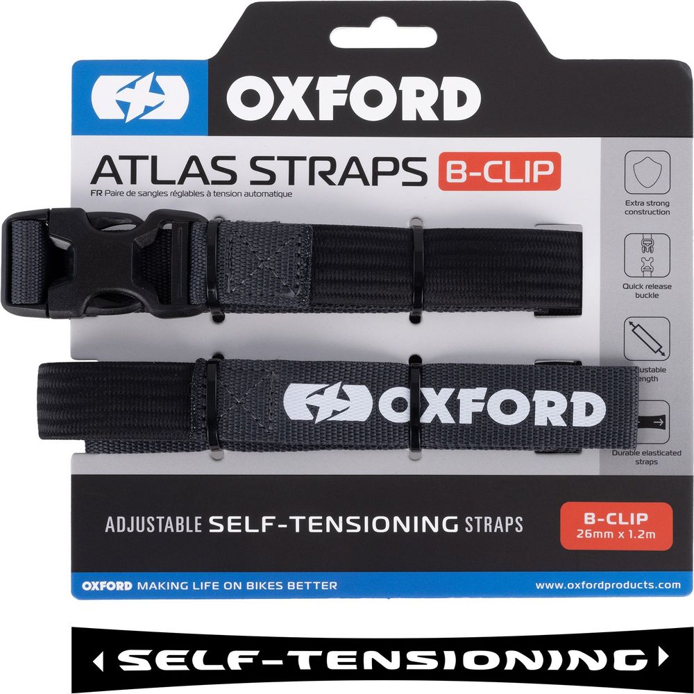 Oxford Atlas B Clip Straps Pair Asphalt - 26mm x 1.2m