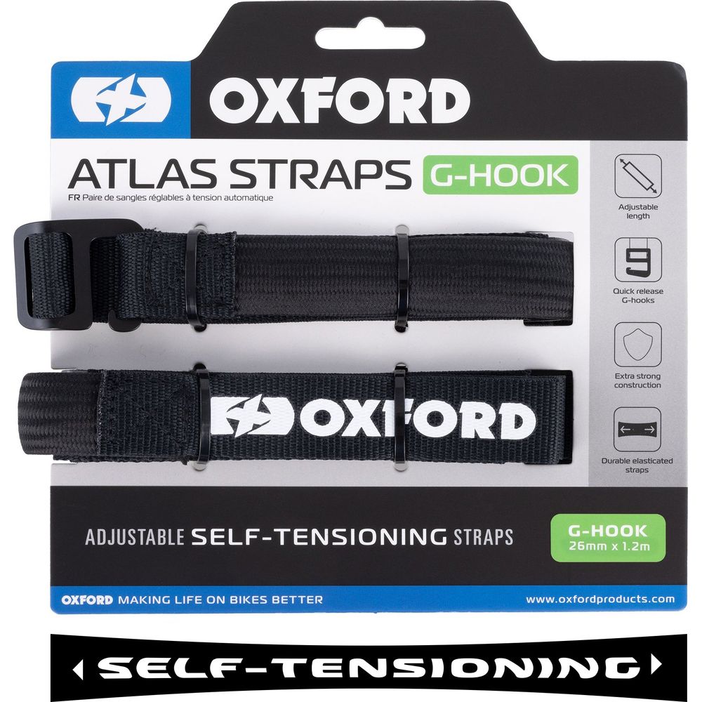 Oxford Atlas G Hook Straps Pair Black - 26mm x 1.2m