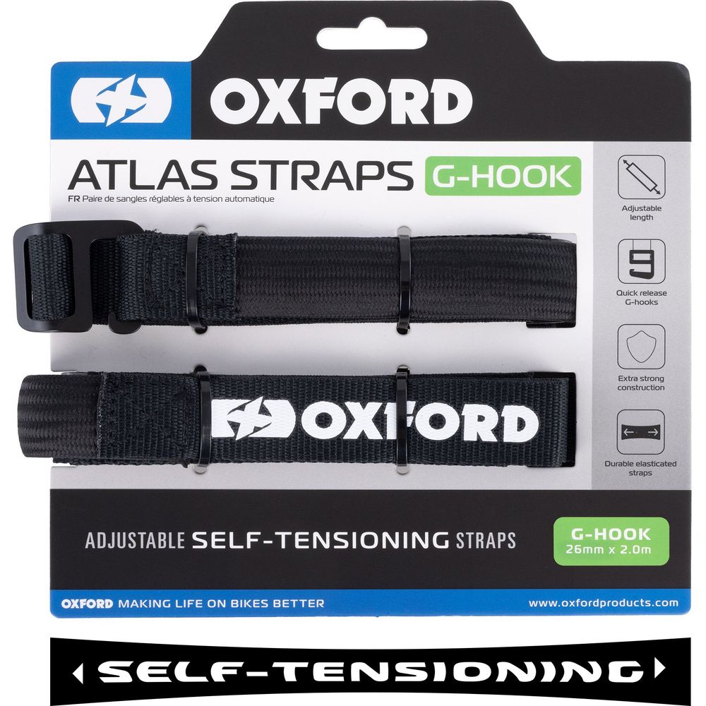 Oxford Atlas G Hook Straps Pair Black - 26mm x 2.0m