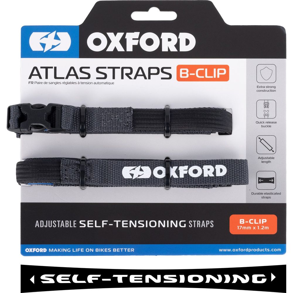 Oxford Atlas B Clip Straps Pair Asphalt - 17mm x 1.2m