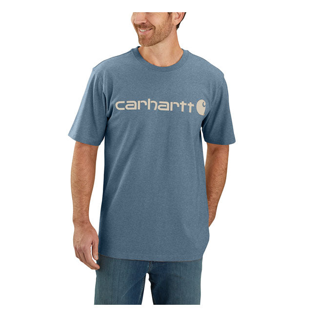 Carhartt Core Logo Short Sleeves T-Shirt Thundercloud Heather - FREE UK Shipping, FREE 365 Day Returns | Moto Central