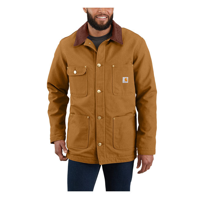 Carhartt Firm Duck Chore Coat Brown  - FREE UK Shipping, FREE 365 Day Returns | Moto Central