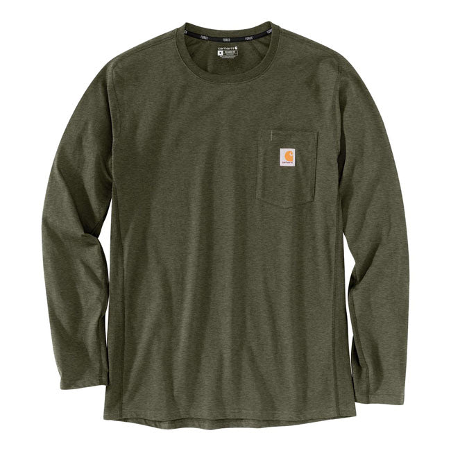 Carhartt Force Flex Pocket Long Sleeves T-Shirt Basil Heather - FREE UK Shipping, FREE 365 Day Returns | Moto Central