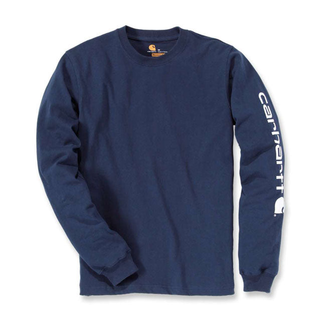 Carhartt Sleeves Logo Long Sleeves T-Shirt Navy - FREE UK Shipping, FREE 365 Day Returns | Moto Central