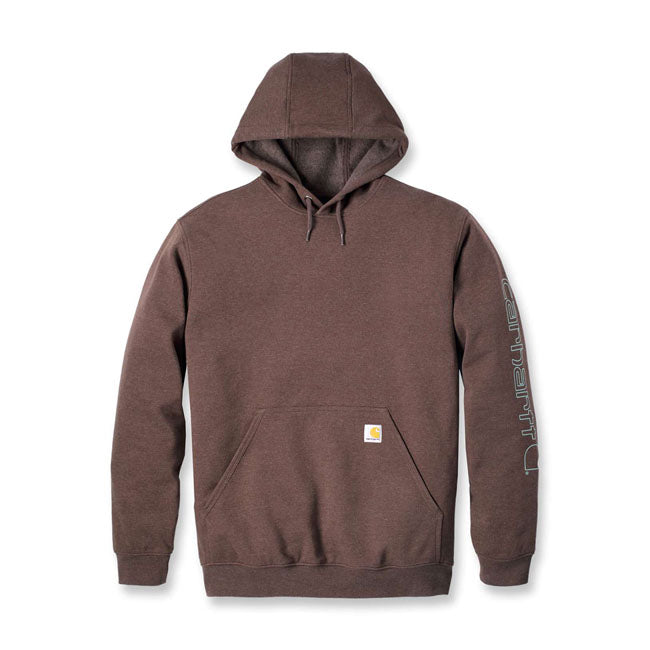 Carhartt Sleeves Logo Hooded Sweatshirt Mocha Heather - FREE UK Shipping, FREE 365 Day Returns | Moto Central