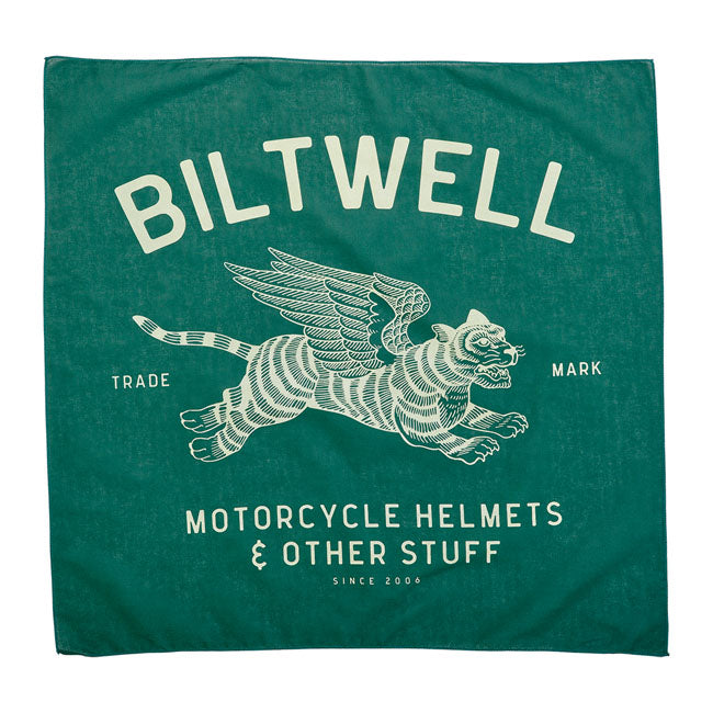 Biltwell Tiger Bandana Green - FREE UK Shipping, FREE 365 Day Returns | Moto Central